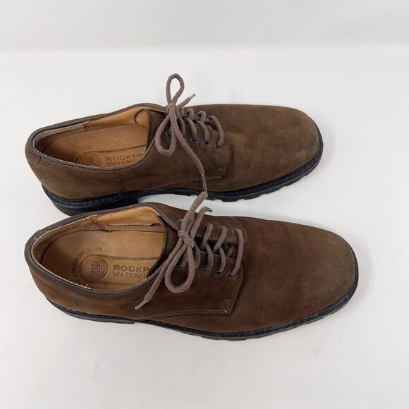 Rockport 9.5 Brown Suede Leather Northfield Waterproof Derby Oxford Vibram Sole main image 13